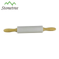 Noodle White Marble Stone Rolling Pin With Wood Grip